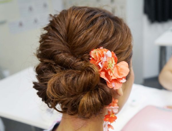浴衣ヘアオレンジ